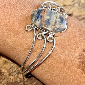 Silver and Blue Stone Earrings